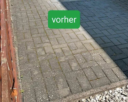 Man sieht einen dreckigen, vermoosten Weg.
